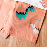 ست تیشرت و شلوارک استلا طرح دایناسور رنگ آجری