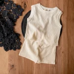 ست کامل تیشرت و شلوارک سفید توری دخترانه از برند چیکوبای