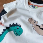 تیشرت و شلوارک استلا طرح دایناسور آجری - Image 2