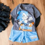 ست تیشرت و شلوارک زارا طوسی با طرح سونیک