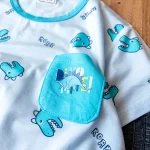 ست راحتی تیشرت و شلوارک طرح کله دایناسور آبی - Image 2