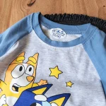 ست راحتی تیشرت و شلوارک طرح بلویی آبی - Image 2