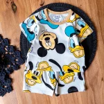 ست راحتی کودکانه با تیشرت و شلوارک آبی و طرح دانلد‌داک