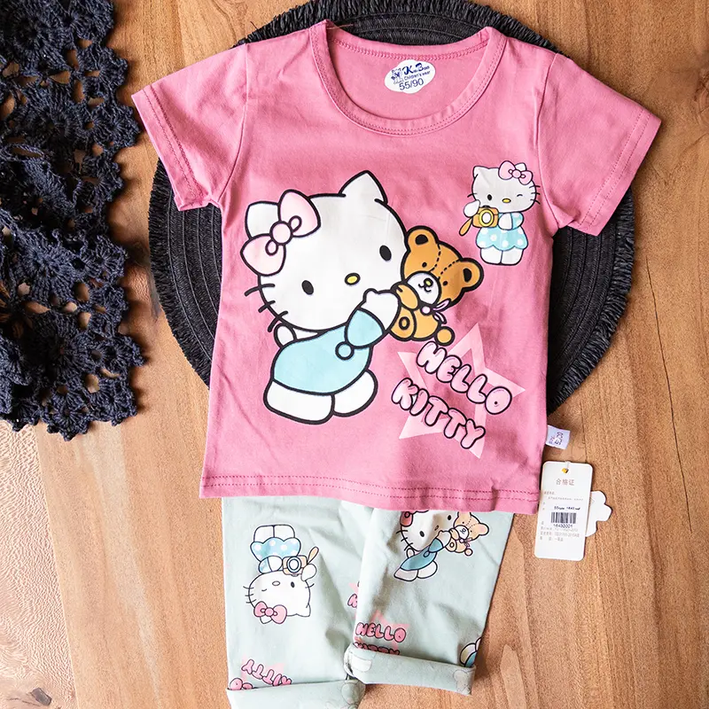 ست کامل تیشرت و شلوار راحتی سرخابی کیتی