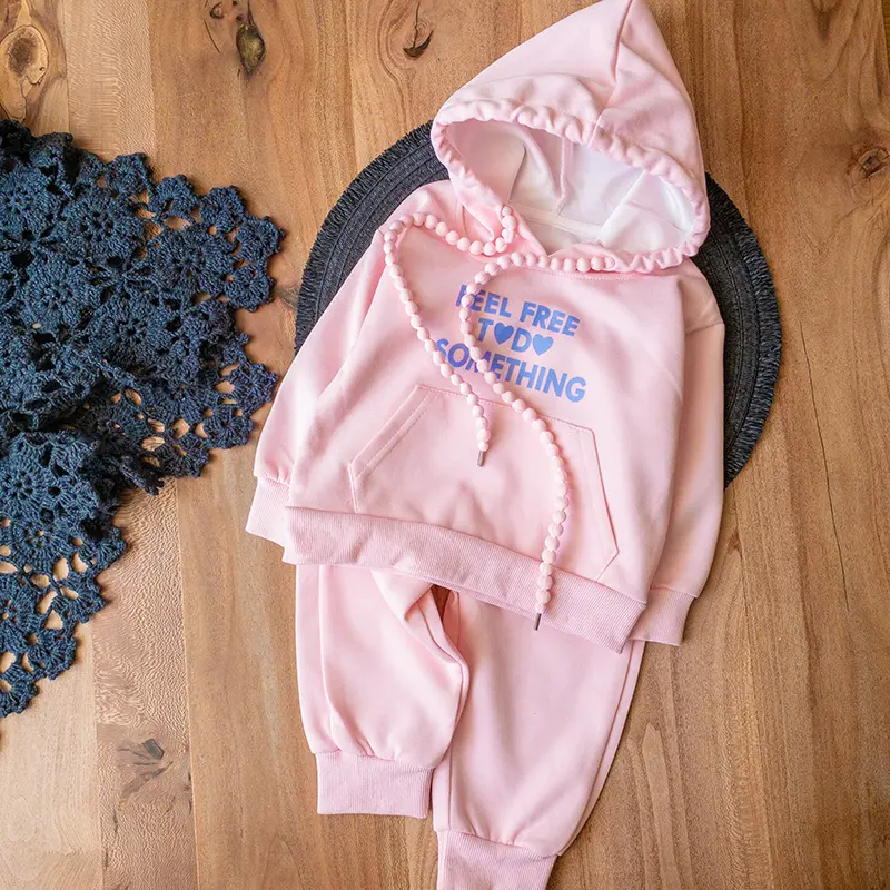 ست هودی و شلوار صورتی دخترانه