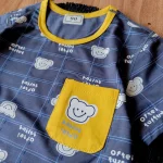 ست راحتی تیشرت و شلوارک طرح ابر طوسی - Image 2