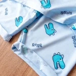 لباس راحتی آبی رنگ و طرح کله‌ دایناسور