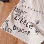 تیشرت و شلوارک کرم رنگ و طرح جرثقیل