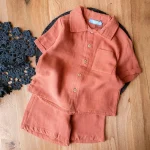 ست تیشرت و شلوارک لنین اجری لاسیل