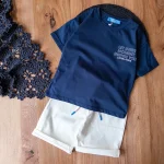 ست تیشرت و شلوارک سرمه‌ای سفید لاسیل