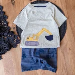 ست تیشرت و شلوارک طوسی لودر بچه‌گانه