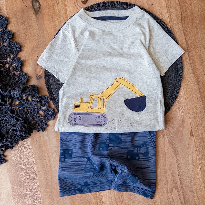 ست تیشرت و شلوارک طوسی لودر بچه‌گانه