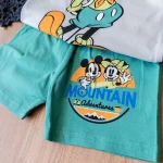 ست راحتی تیشرت و شلوارک طرح میکی موس طوسی - Image 3