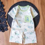 ست کامل تیشرت و شلوارک ملایم سبز و تصویر خرگوش