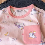 ست راحتی تیشرت و شلوارک طرح اسب تک‌شاخ صورتی - Image 2