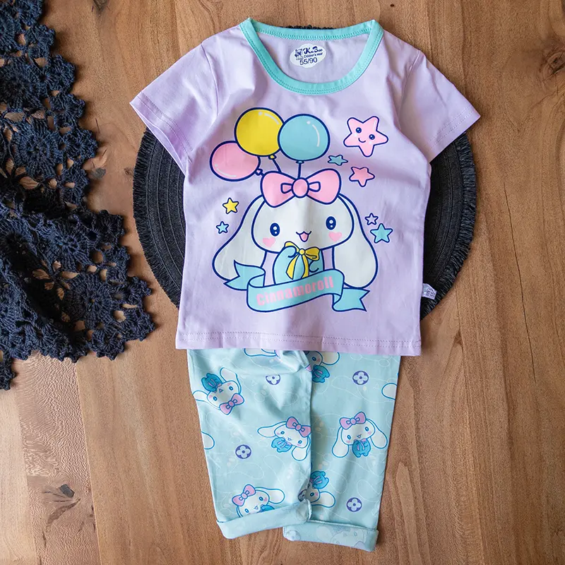 ست راحتی کودکانه با تیشرت طرح خرگوش و بادکنک