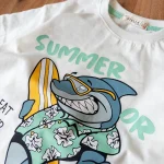 تیشرت و شلوارک بچه‌گانه سبز با چاپ کوسه