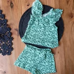 کراپ دامن بچه‌گانه زارا با طرح نخل سبز تیره