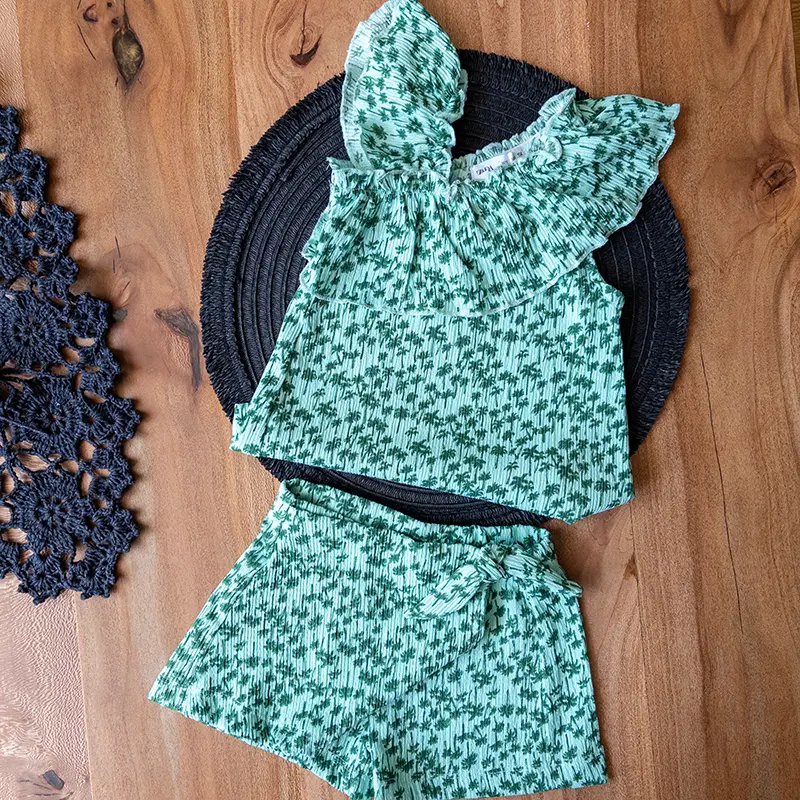 کراپ دامن بچه‌گانه زارا با طرح نخل سبز تیره