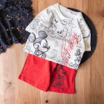 ست تیشرت و شلوارک زارا قرمز با طرح میکی موس