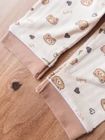 ست راحتی جلو دکمه‌ای خرسی کرم با طرح قلب - Image 3