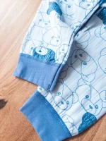 لباس بچگانه پنبه‌ای آبی با طرح صورت خرس مخصوص پسر بچه‌ها