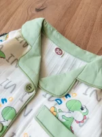 ست راحتی جلو دکمه‌ای طرح دایناسور سبز - Image 2