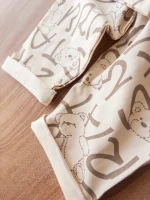 ست راحتی یقه گرد طرح خرس و نوشته انگلیسی کرم - Image 3