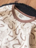 لباس راحتی کرم کودکانه با نوشته انگلیسی و تصویر خرس خندان