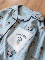 ست راحتی جلو دکمه‌ای فیروزه‌ای با طرح سگ و خونه - Image 2