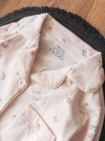 ست راحتی جلو دکمه‌ای خرگوش و سیب صورتی - Image 2