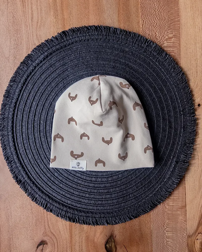 کلاه کودکانه کرم با طراحی بامزه روباه