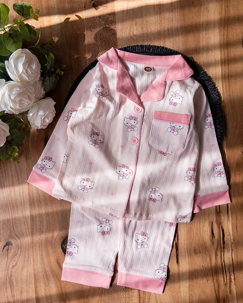 لباس راحتی جلو‌دکمه کیتی صورتی