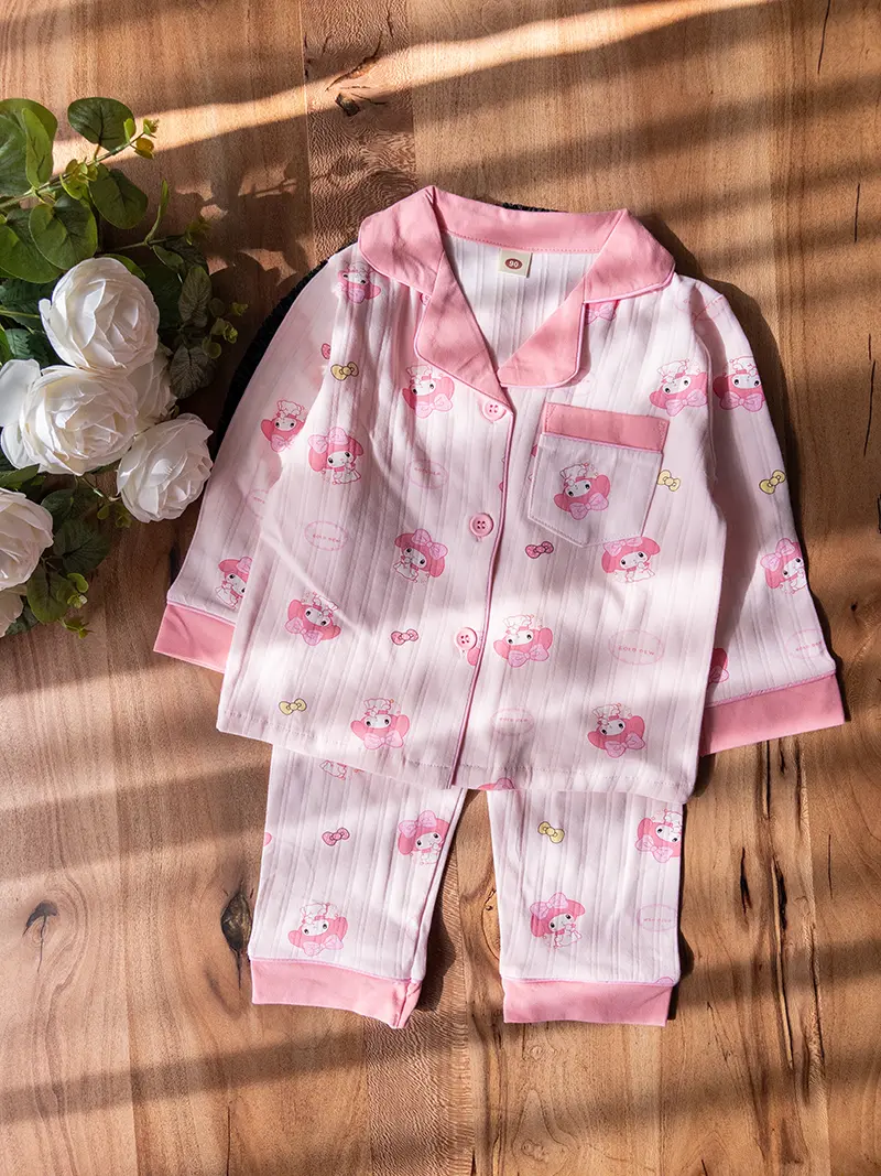 pink-melody-button-front-loungewear راحتی جلودکمه با طرح ملودی صورتی