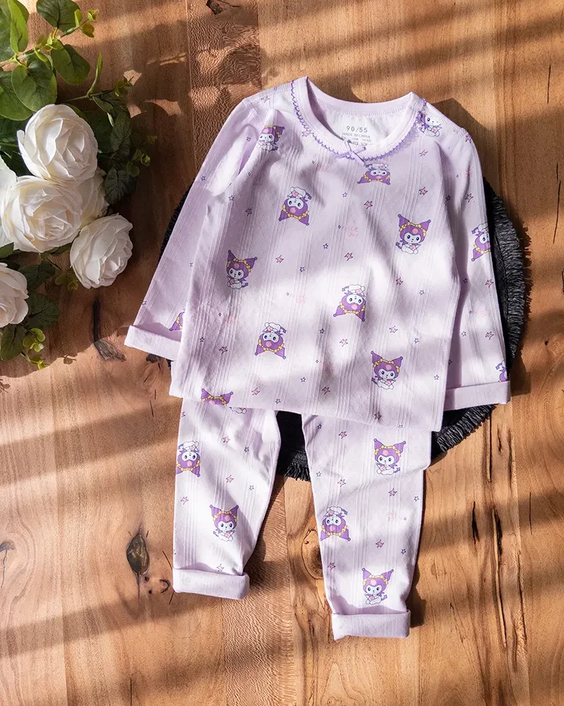 لباس راحتی یقه‌گرد کرومی بنفش